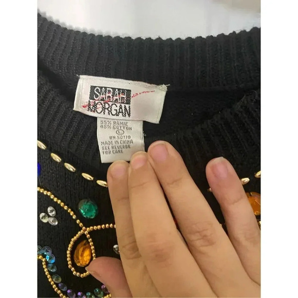 Vintage Sarah Morgan Embellished Holiday Sweater Dress - Picture 4 of 6